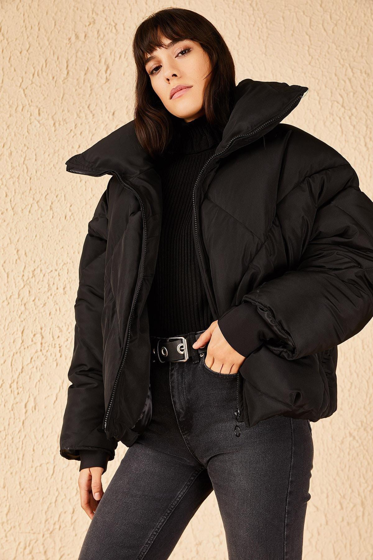 Black Oversized Puffy Coat, , large image number 5