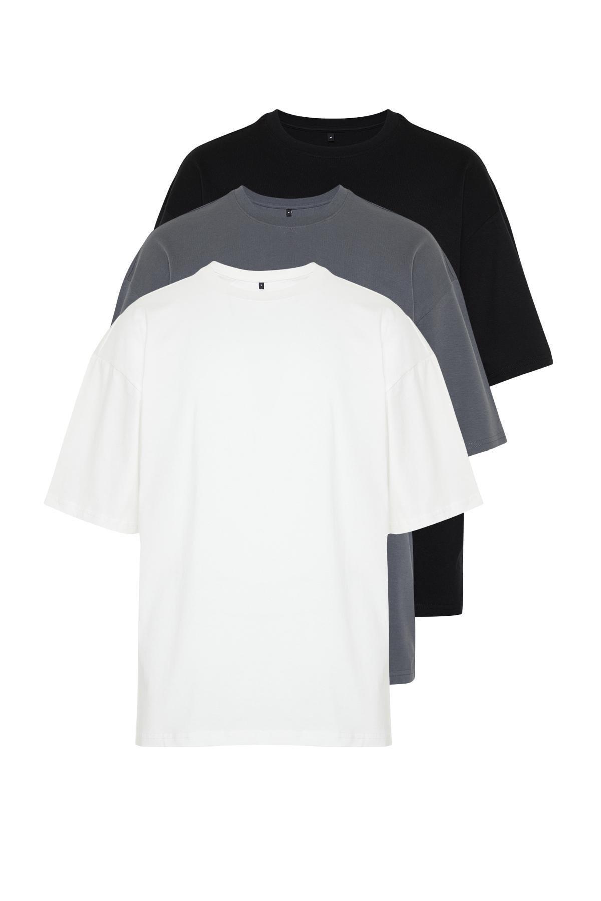Multicolour Oversize T-Shirt, Set Of 3, , large image number 1