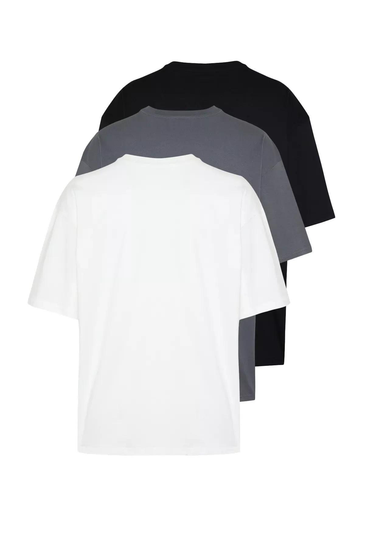 Multicolour Oversize T-Shirt, Set Of 3, Anthracite-Multicolor, large image number 2