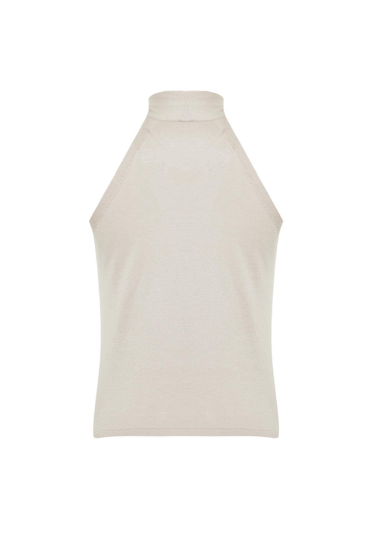 Beige Laced Knitwear Blouse, , large image number 6
