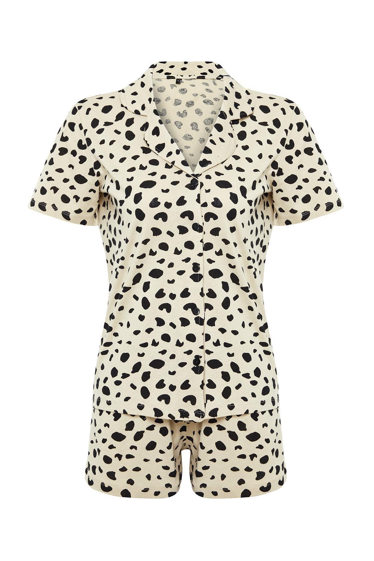 Multicolour Leopard Pattern Knitted Pyjamas Set, , large image number 5