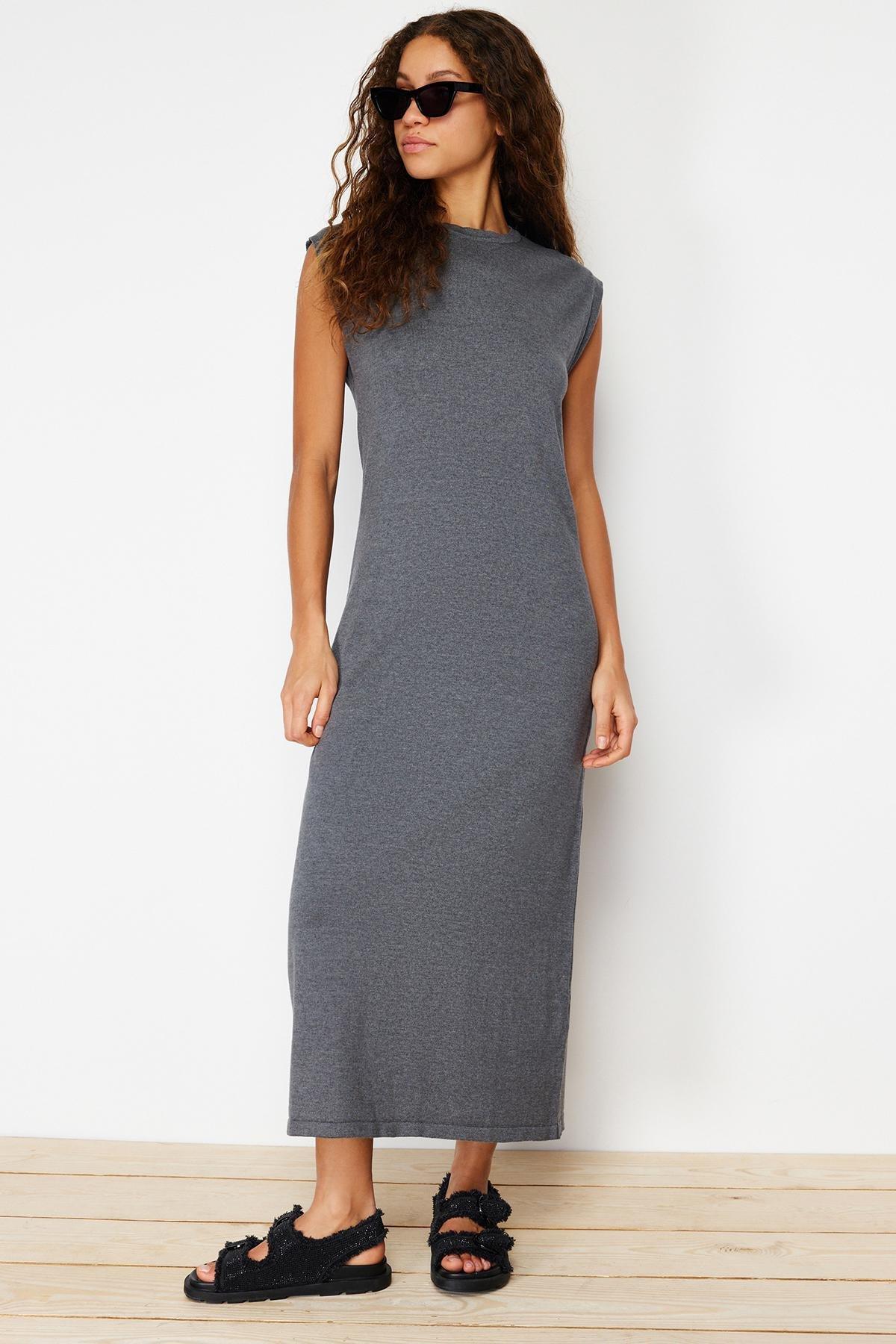 Grey Maxi Belted Colour Block Dress, , large image number 0
