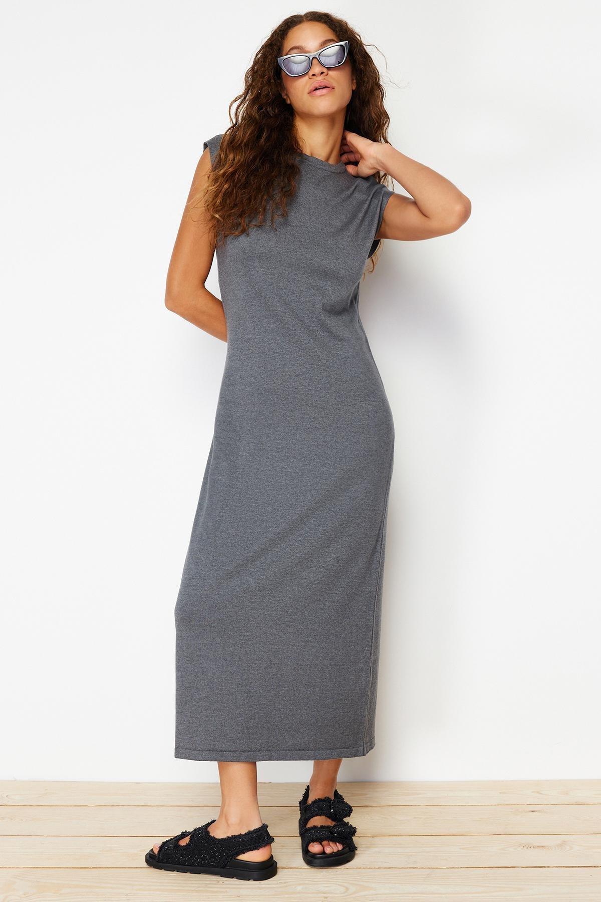 Grey Maxi Belted Colour Block Dress, , large image number 1