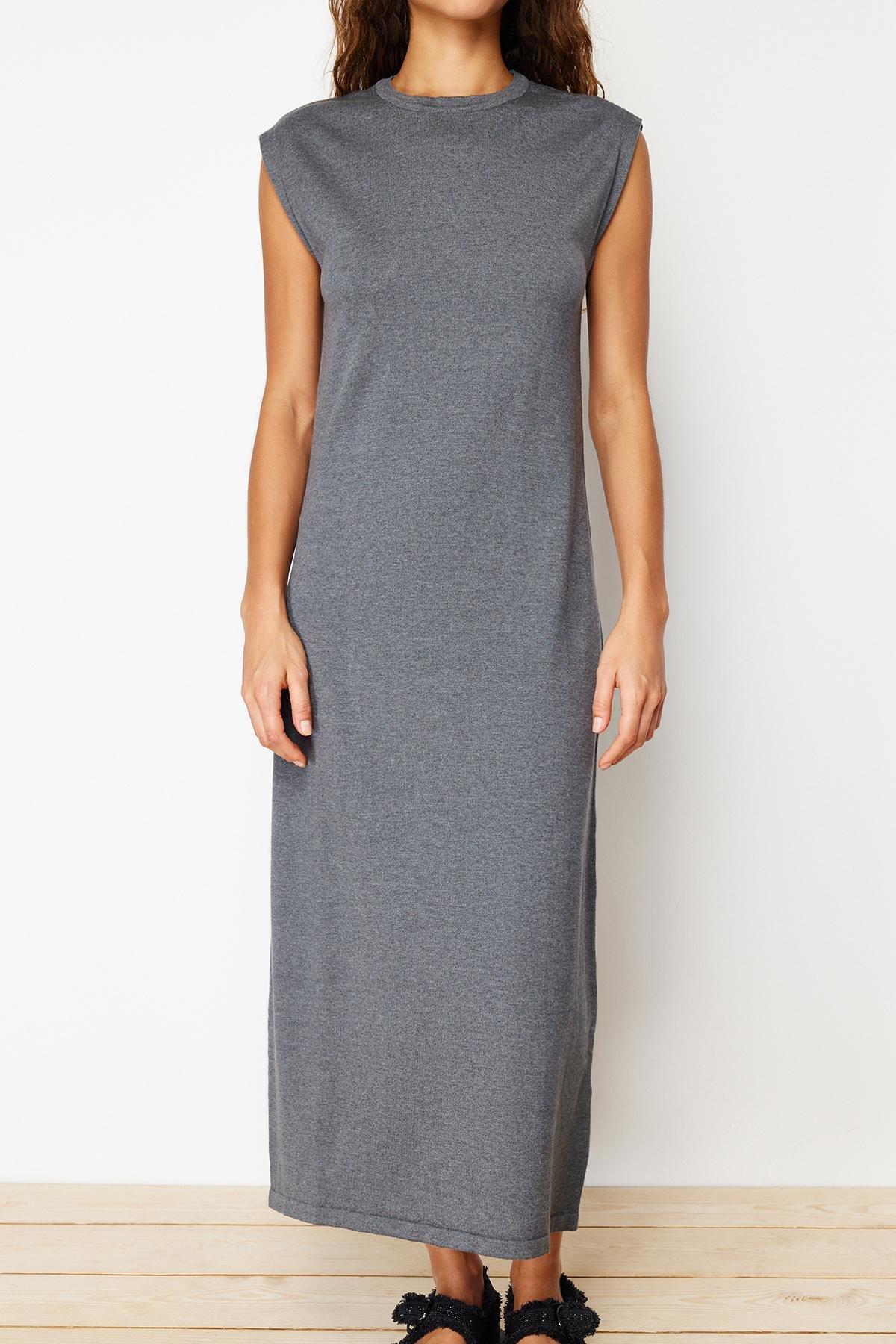 Grey Maxi Belted Colour Block Dress, , large image number 4