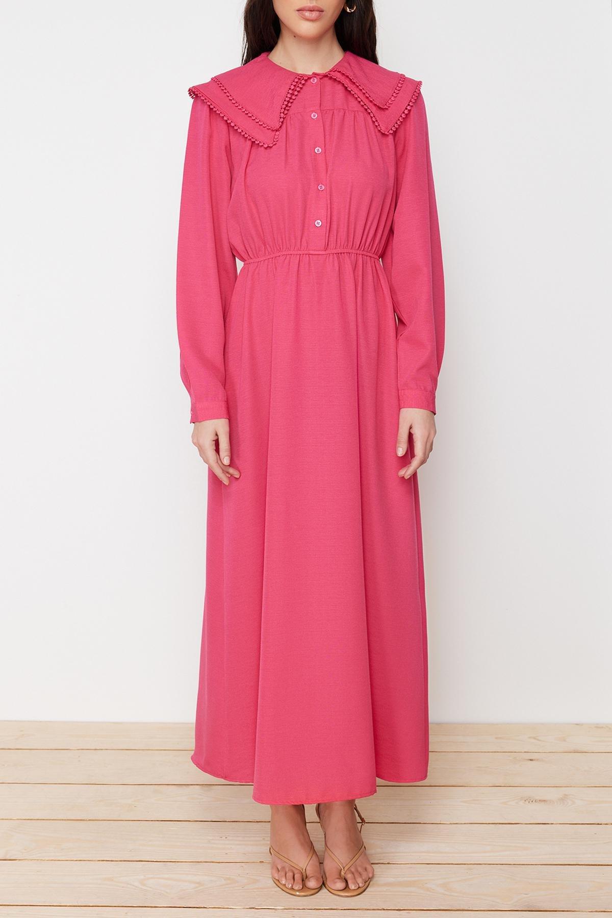Pink Linen Look Woven Dress, , large image number 3