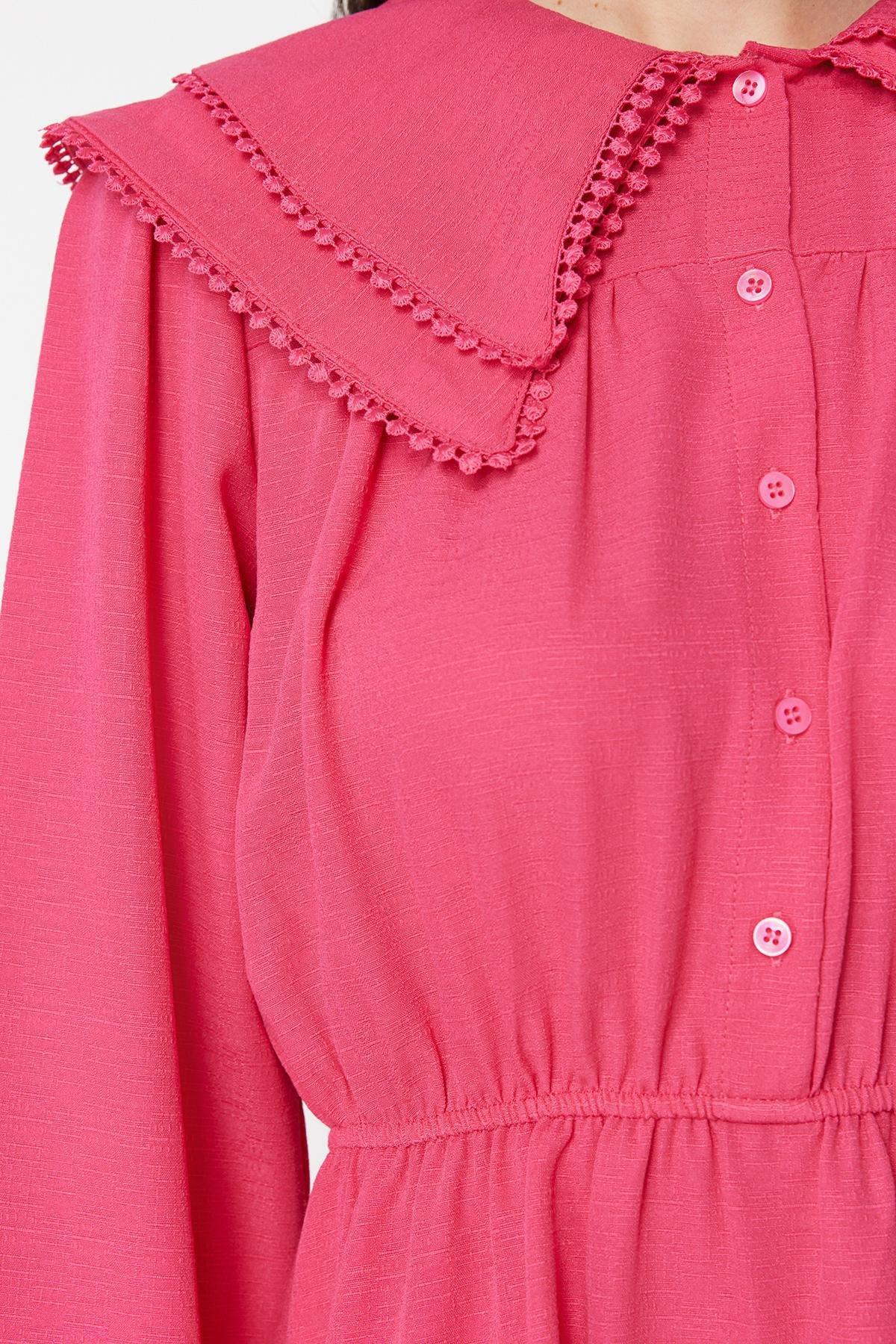 Pink Linen Look Woven Dress, , large image number 4
