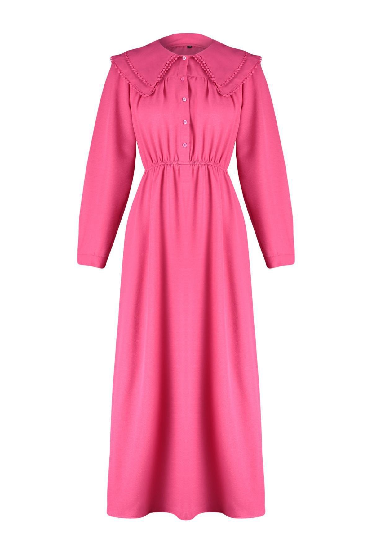 Pink Linen Look Woven Dress, , large image number 5