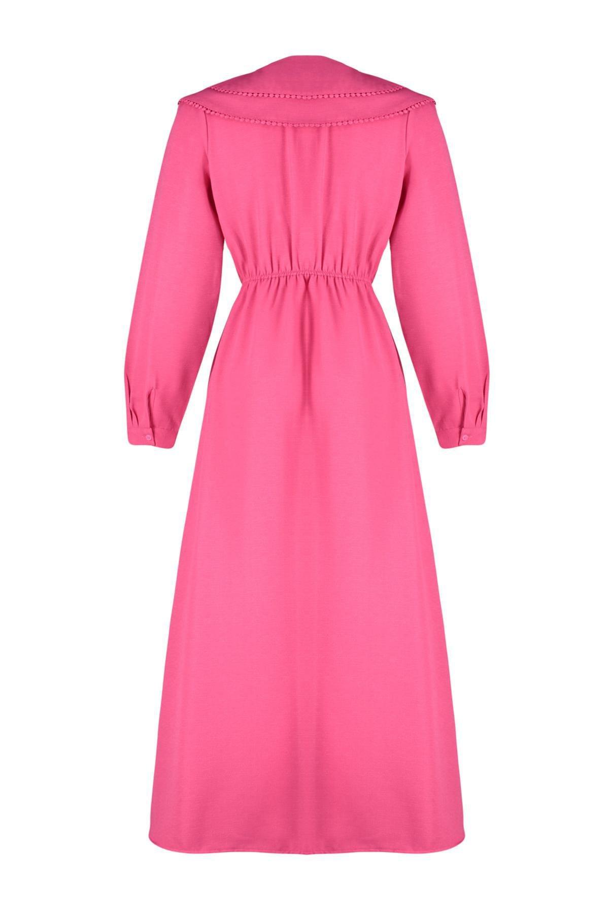 Pink Linen Look Woven Dress, , large image number 6