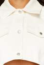 Trendyol - Cream Oversize Crop Jacket Coat