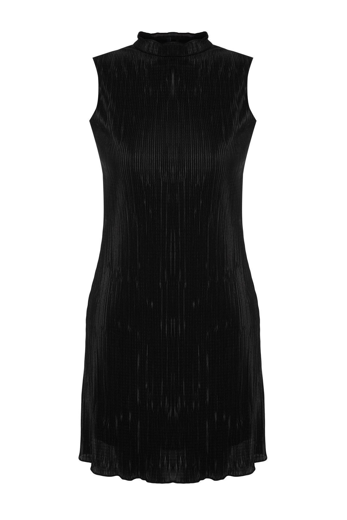 Black Skater Pleated Elegant Occasion Wear Dress, , large image number 5