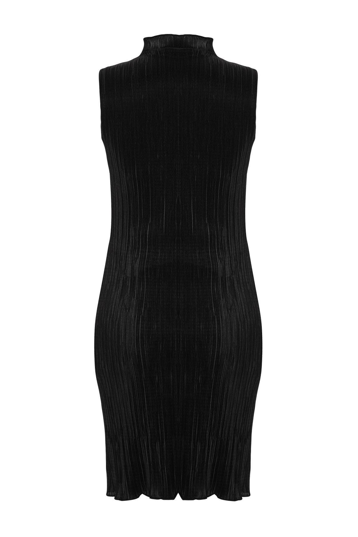 Black Skater Pleated Elegant Occasion Wear Dress, , large image number 6