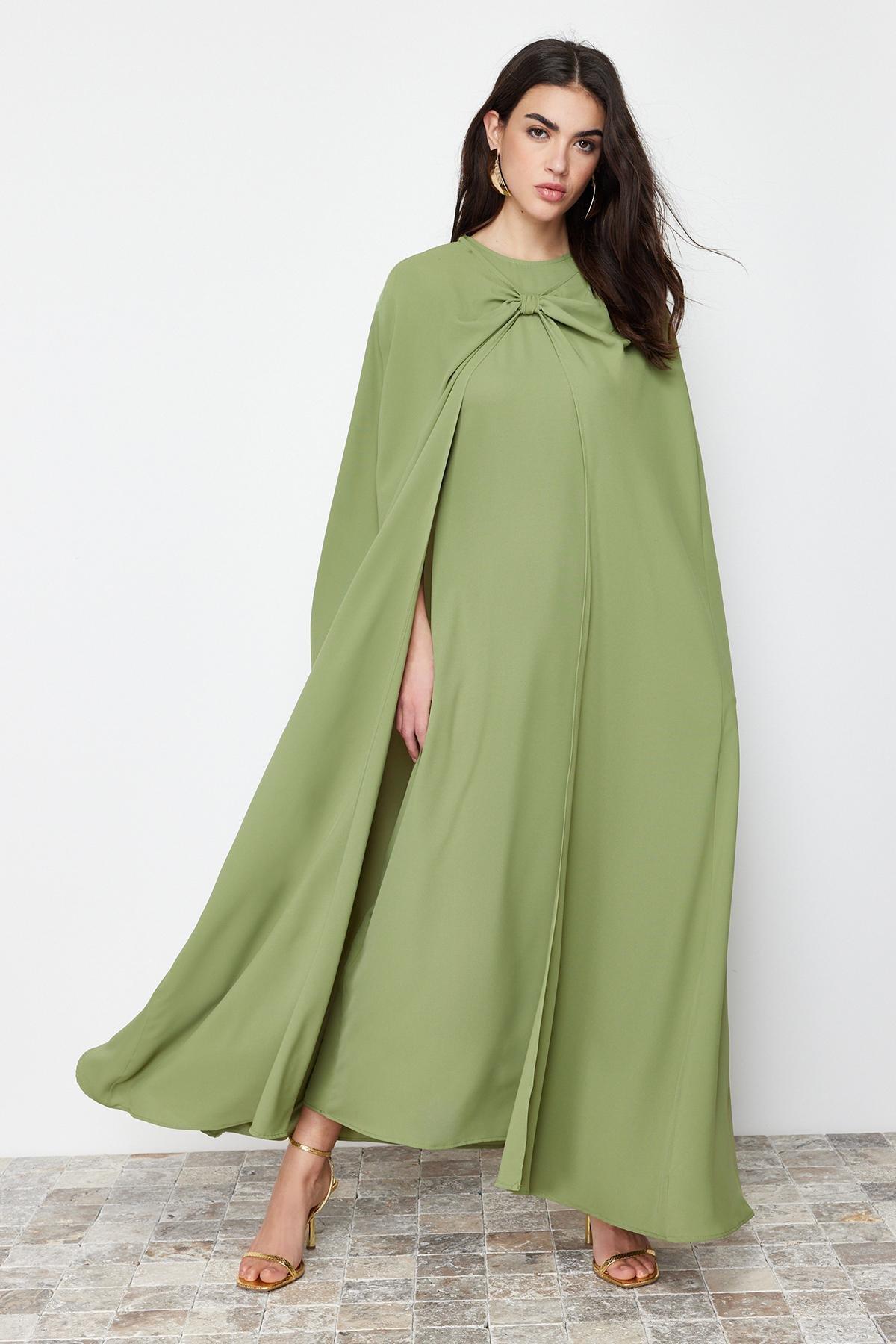 Khaki Woven Kaftan Occasion Wear Dress, , large image number 1