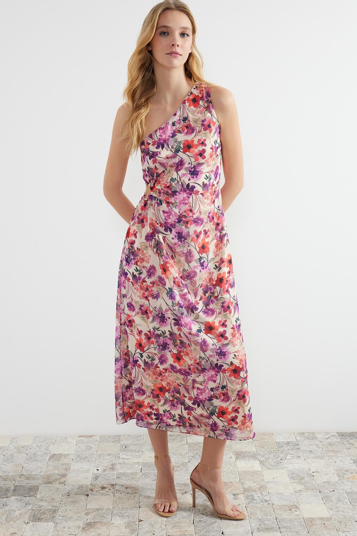 Multicolour Floral Chiffon Maxi Dress, , large image number 1