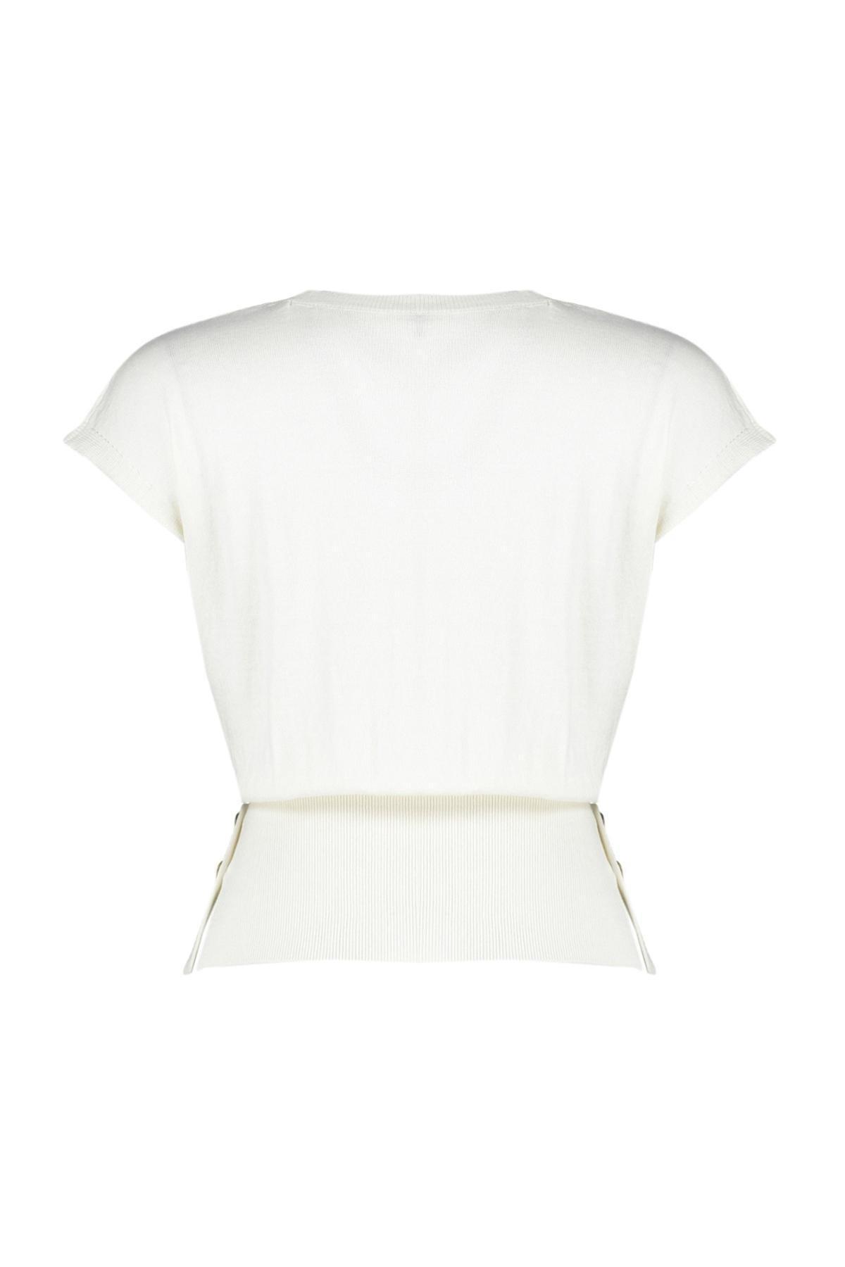 Ecru Cotton Knitwear Blouse, , large image number 6