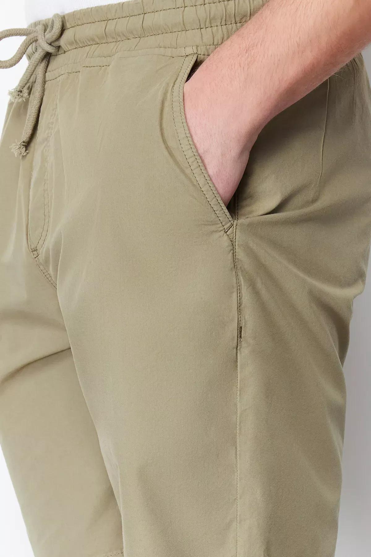 Green Lace Waist Shorts, Light Khaki, large image number 1