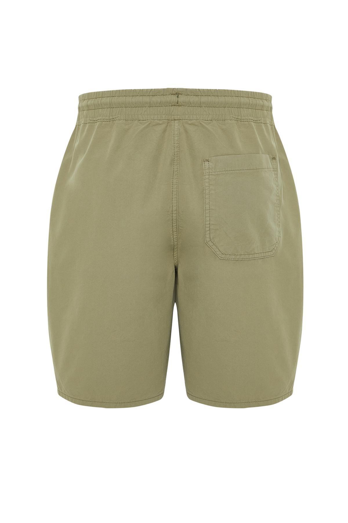 Light Khaki Regular Fit Paper Touch Soft Touch Lace Waist Shorts Bermuda TMNSS24SR00006, , large image number 5