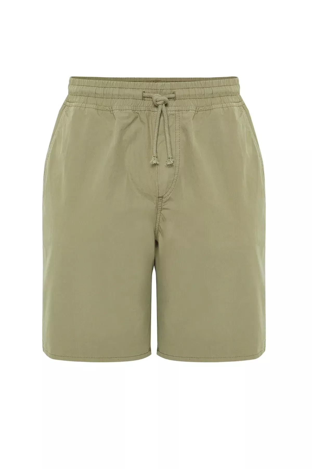 Green Lace Waist Shorts, Light Khaki, large image number 5