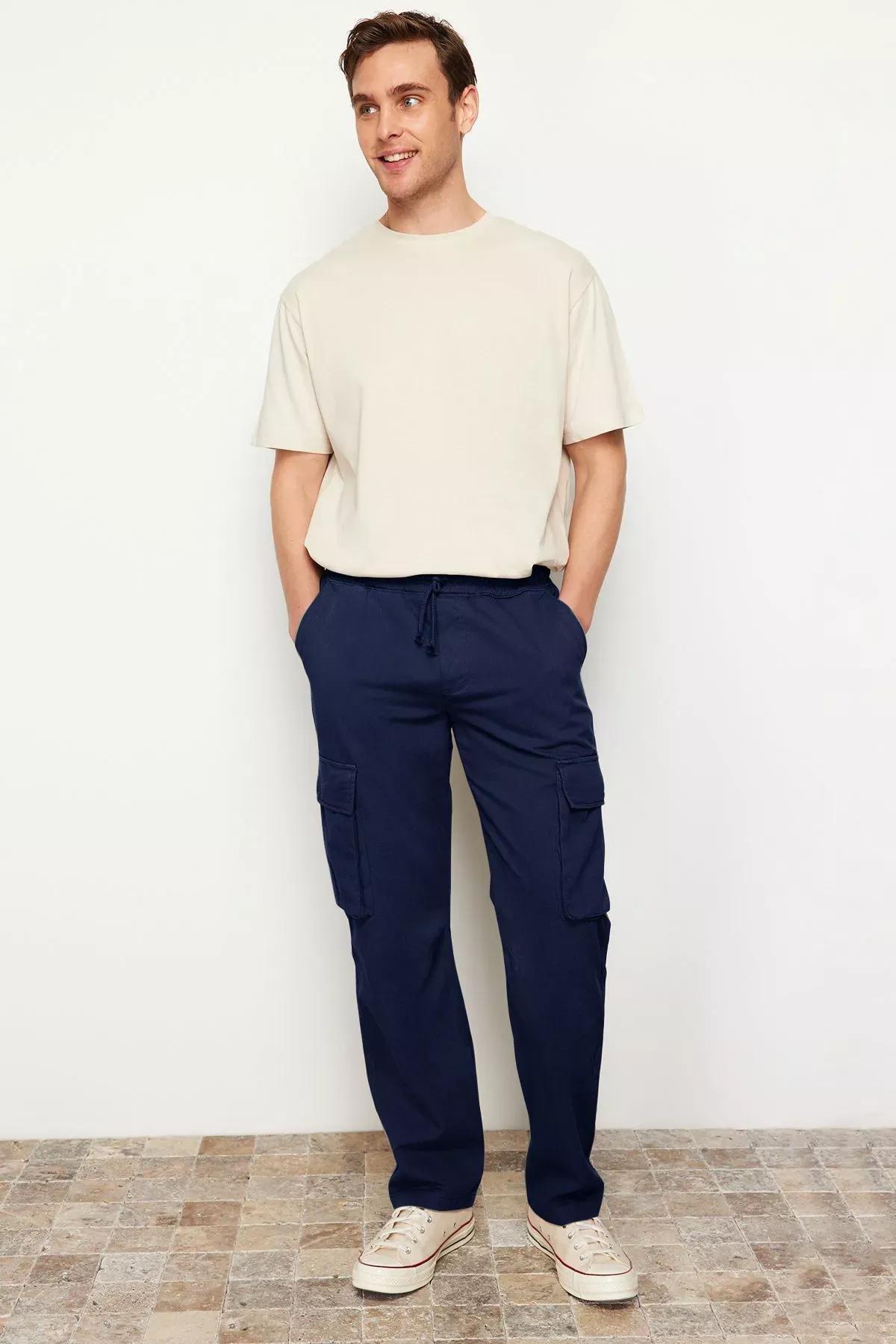 Blue Unisex Cargo Pocket Trousers, Navy blue, large image number 6