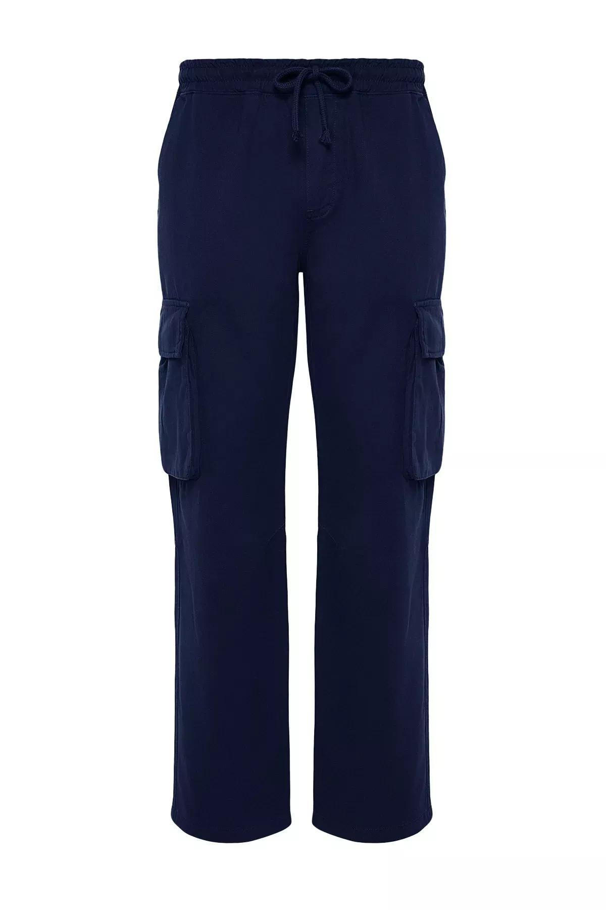 Blue Unisex Cargo Pocket Trousers, Navy blue, large image number 7
