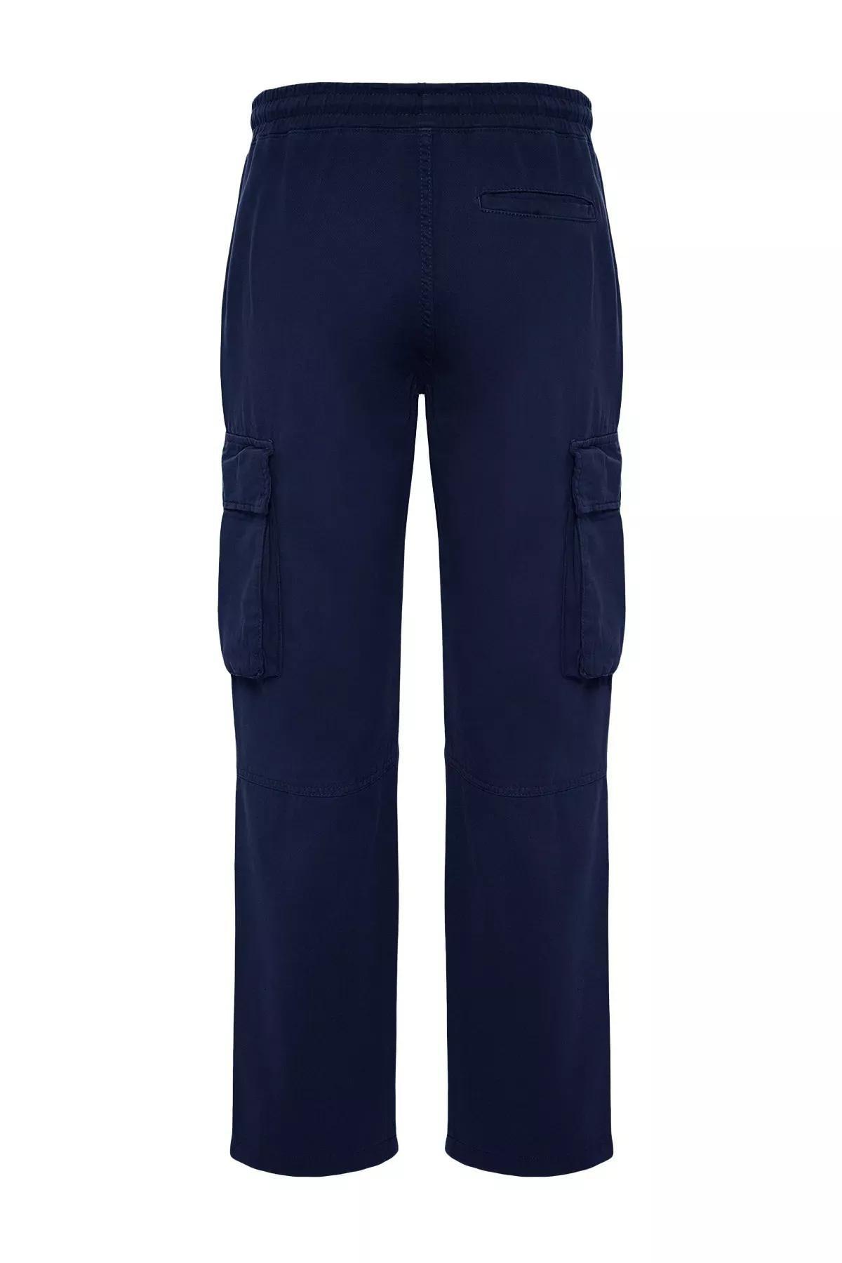 Blue Unisex Cargo Pocket Trousers, Navy blue, large image number 8