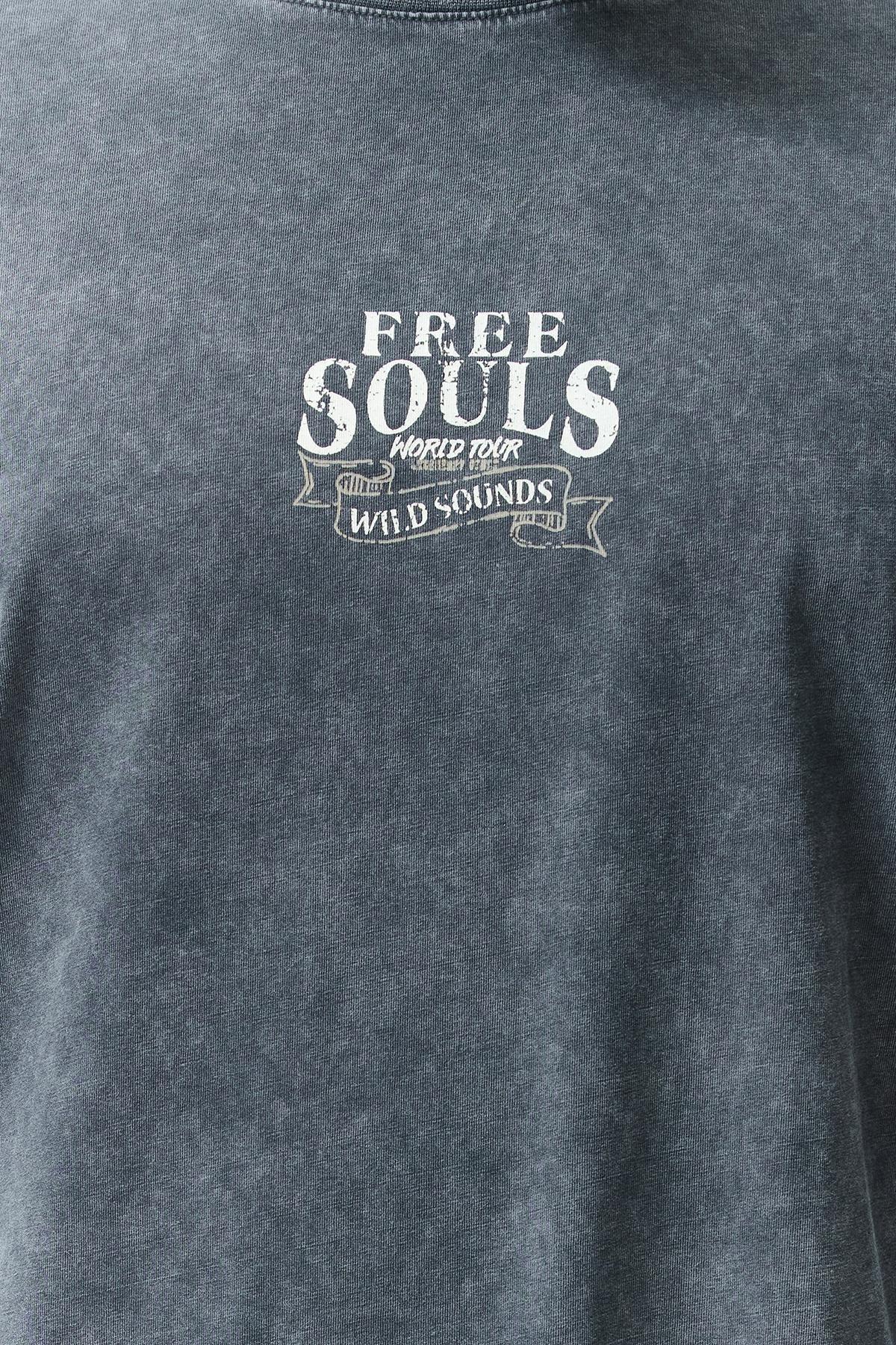 Plus Size Anthracite Oversize Anti-aging/Washing Effect 100% Cotton T-Shirt TMNSS24BF00029, , large image number 2