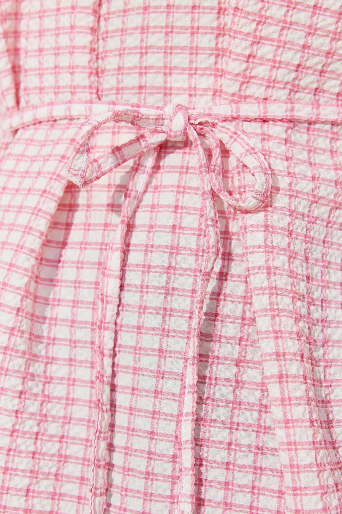 Pink Belted Plaid Tunic, Pale pink, large image number 4