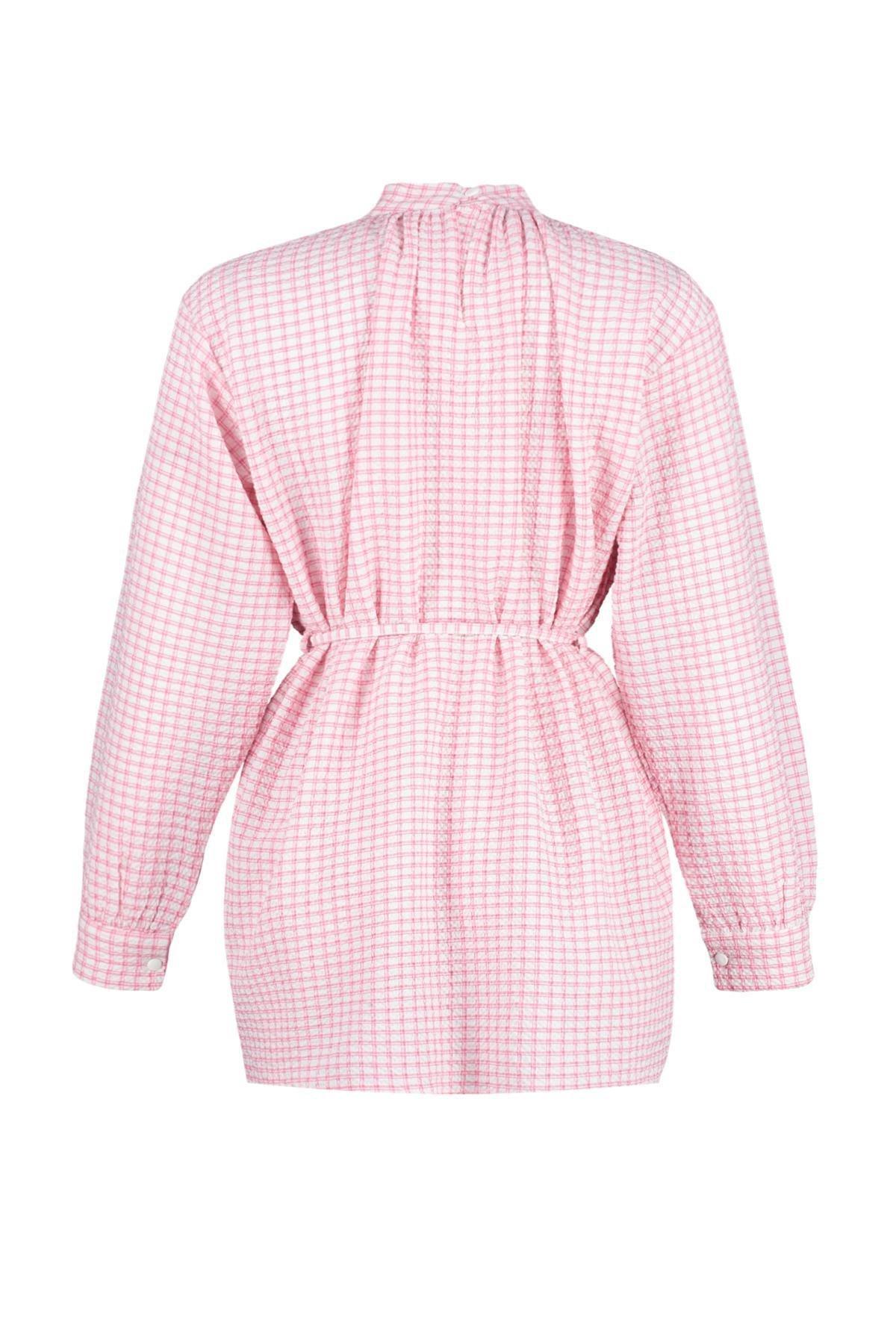 Pink Belted Plaid Tunic, Pale pink, large image number 6