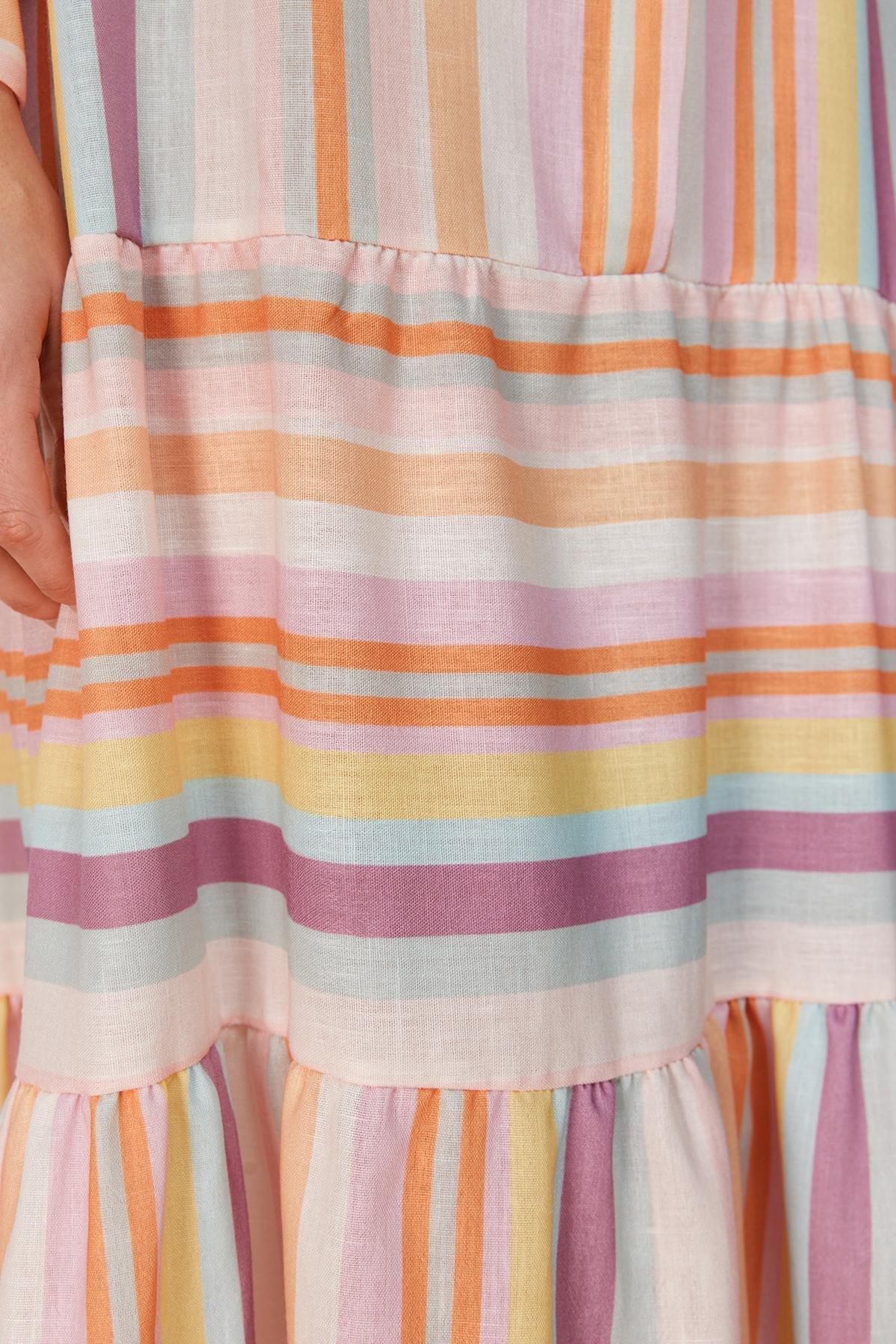 Multicolour Striped Skirt Ruffled Dress, , large image number 4