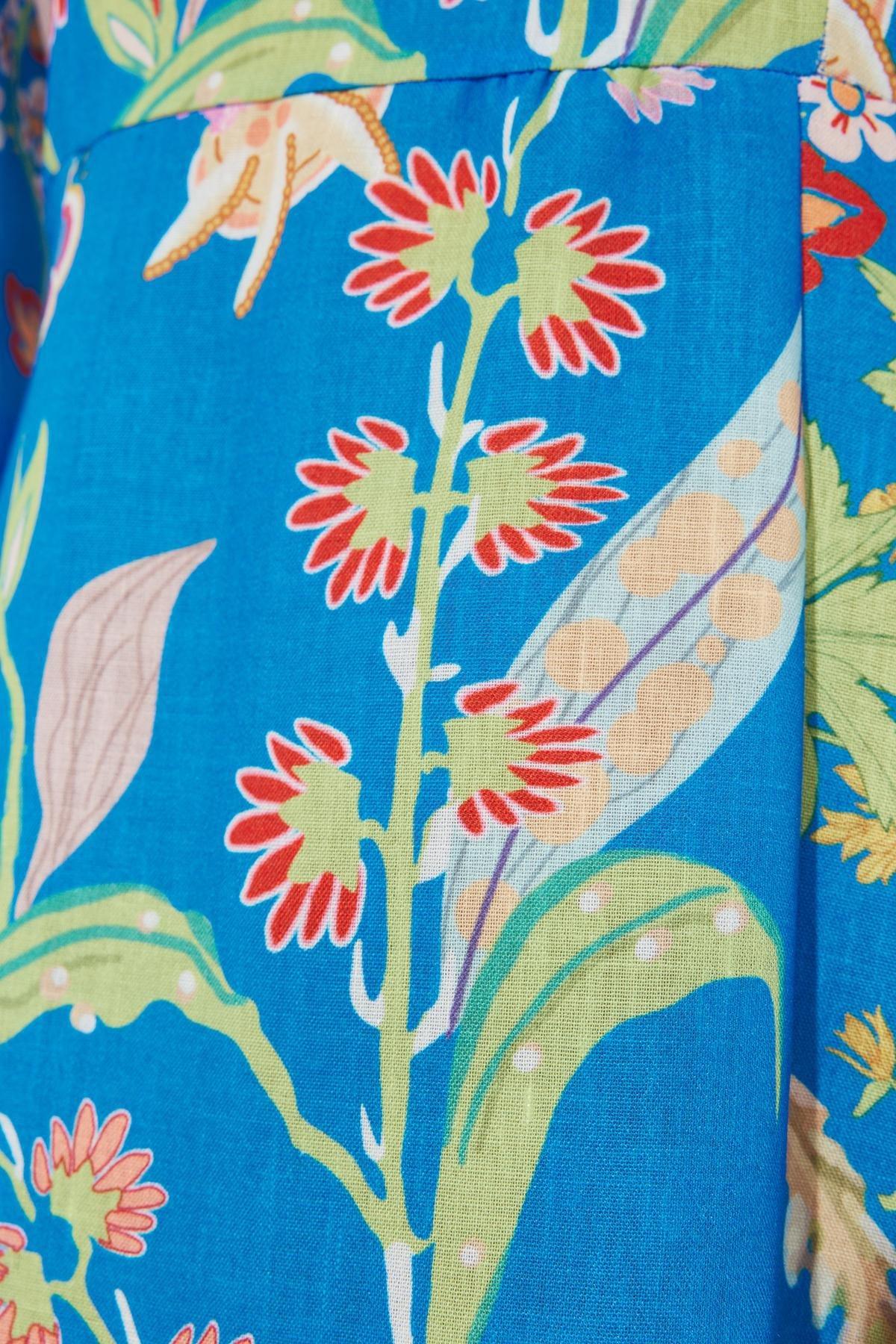 Blue Flower Patterned Dress, , large image number 4