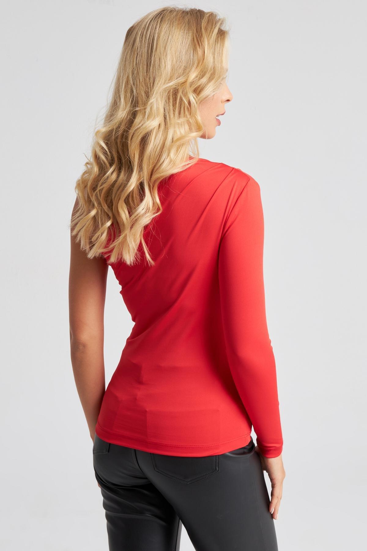 Red One Sleeve Blouse, , large image number 1