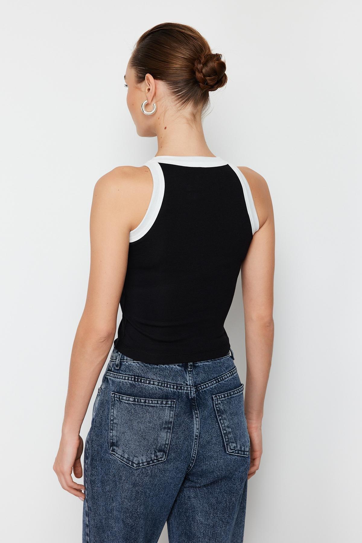 Black Elastic Knitted Undershirt, , large image number 3
