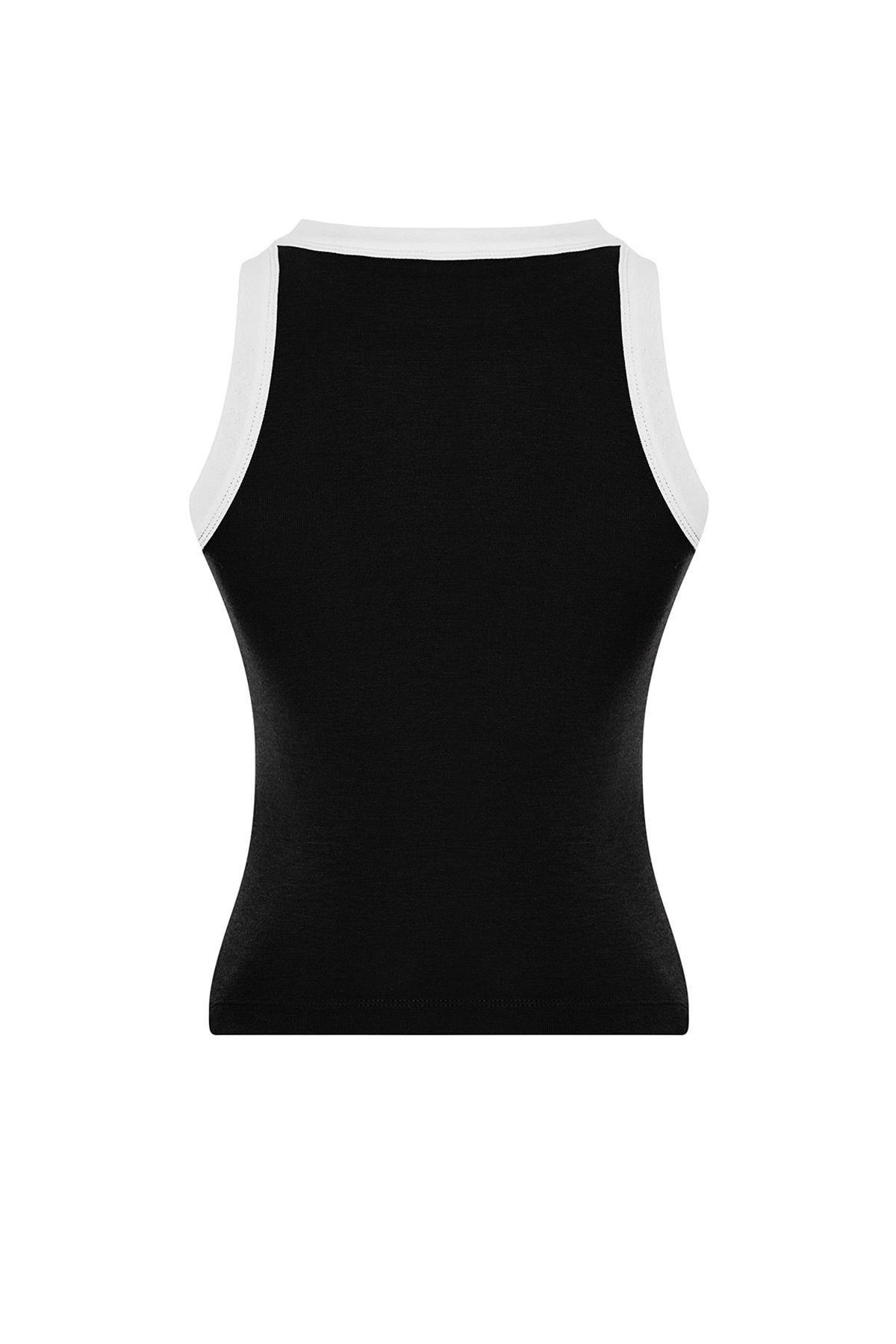 Black Elastic Knitted Undershirt, , large image number 5