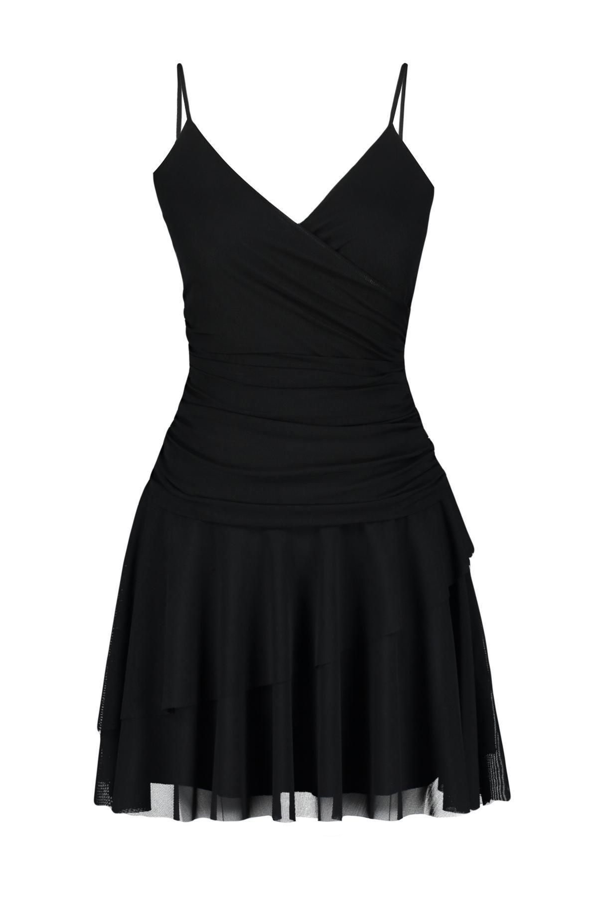 Black Double-Breasted Stretchy Knitted Mini Dress, , large image number 5
