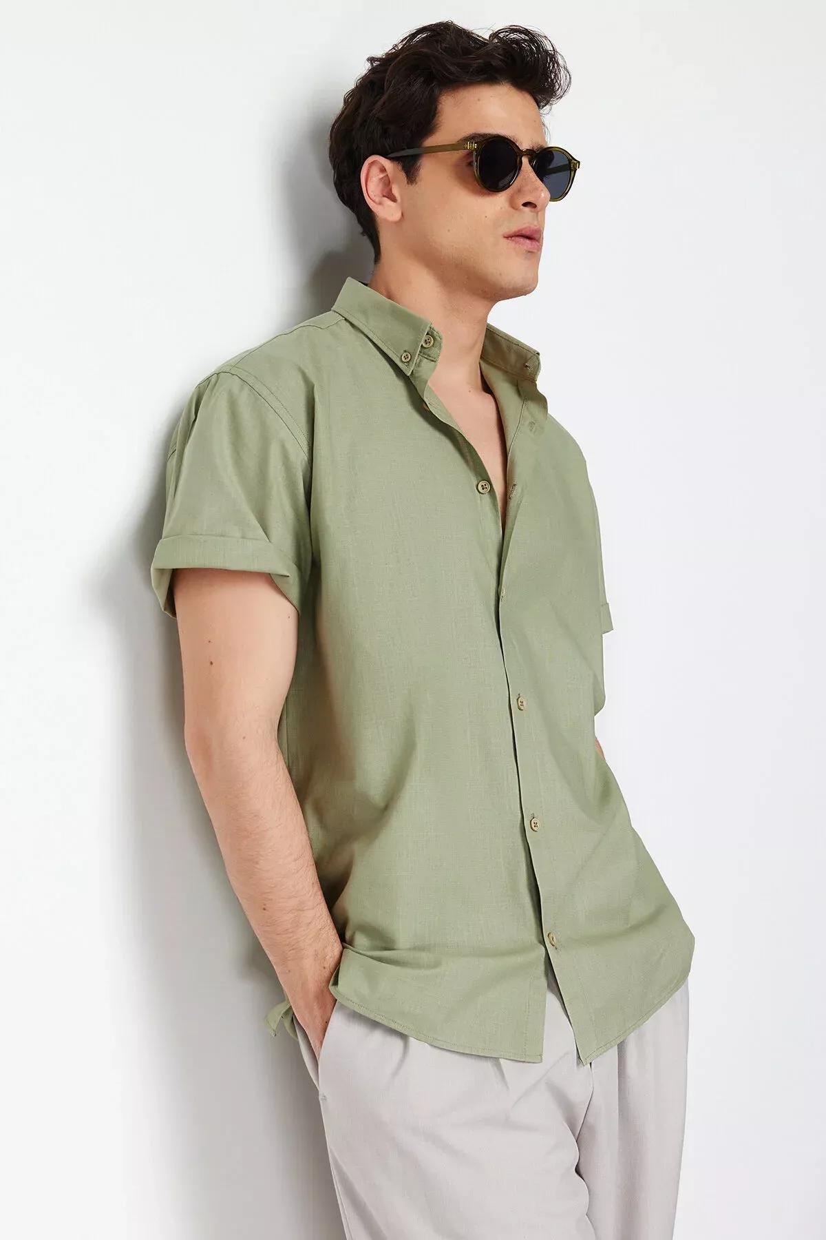 قميص بقصة فضفاضة وأكمام قصيرة، كاكي, Khaki, large image number 9