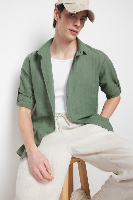 Trendyol - Khaki Etamine Textured Shirt