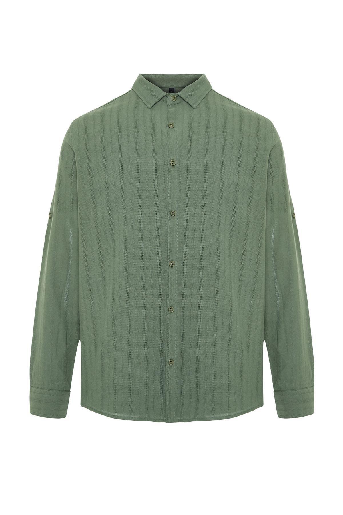 Trendyol - Khaki Etamine Textured Shirt