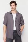 Trendyol - Grey Regular Etamine Textured Shirt
