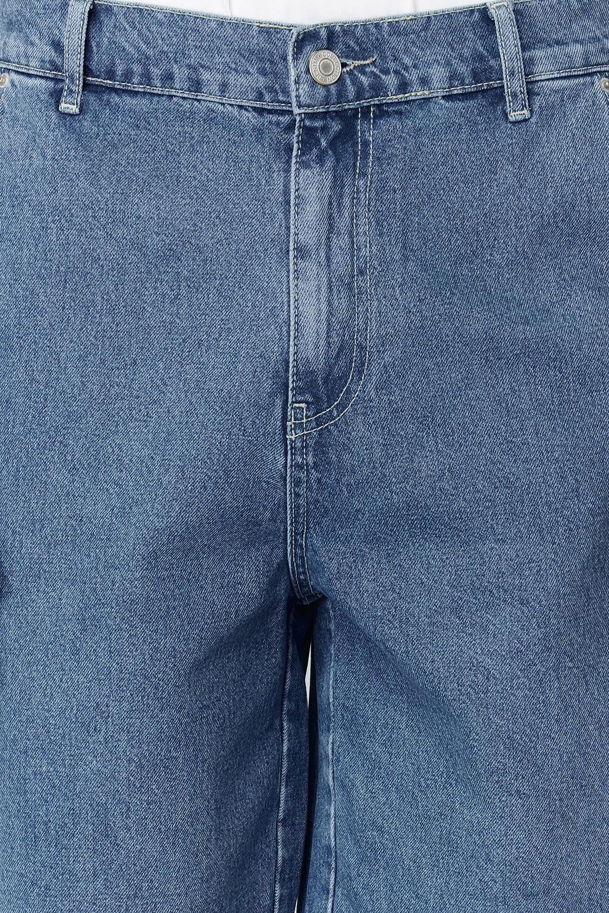 Navy Wide-Fit Carpenter Denim Shorts, C101_1774, large image number 4