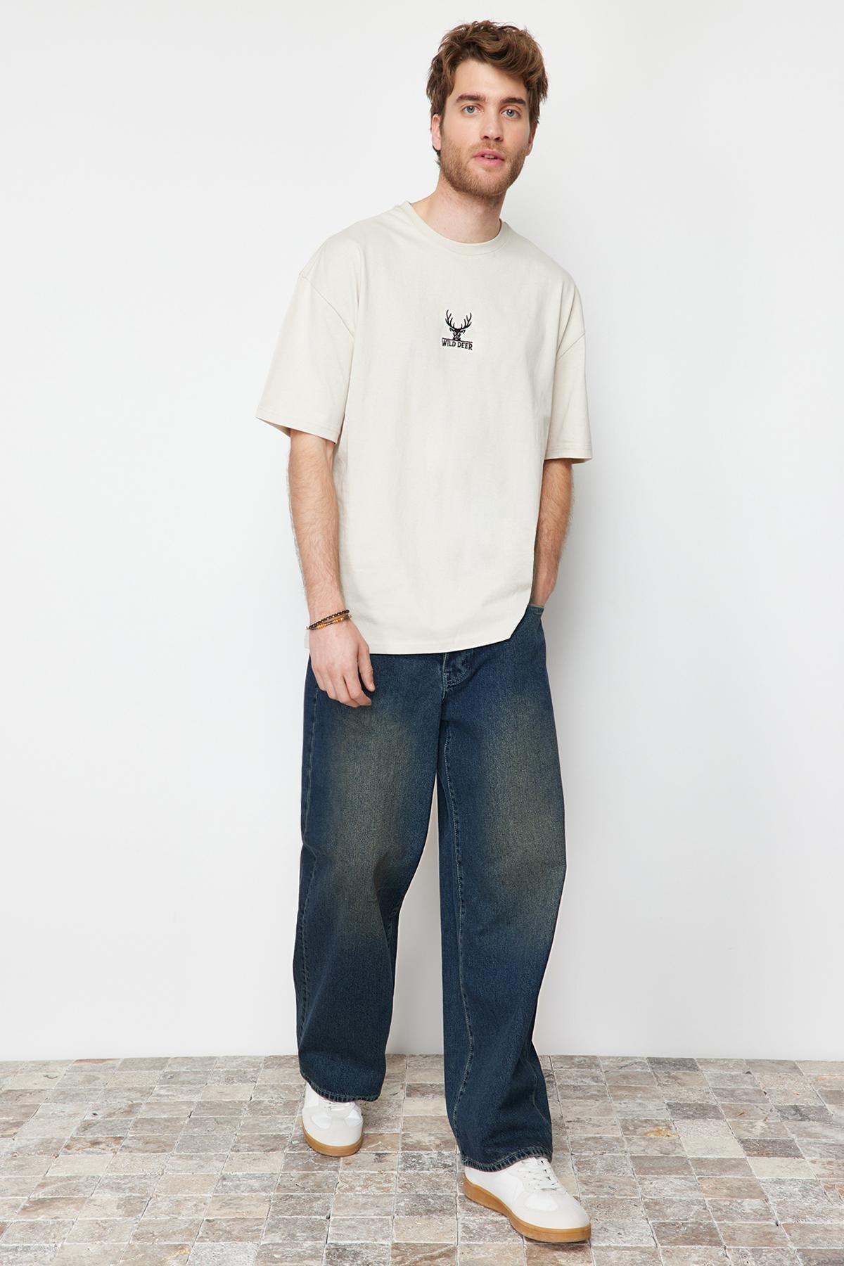 Cream Printed T-Shirt, , medium