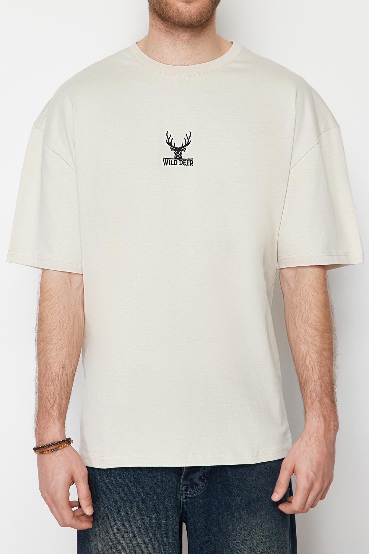 Cream Printed T-Shirt, , large image number 1