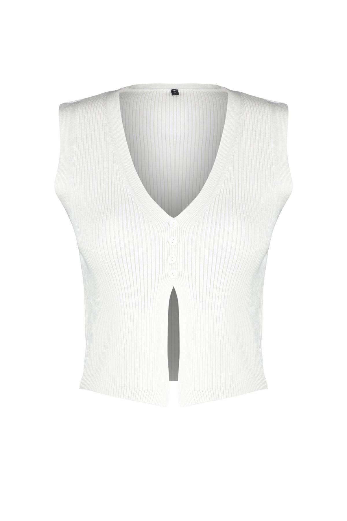Ecru Limited Edition Crop Top Knitwear Blouse, , large image number 5