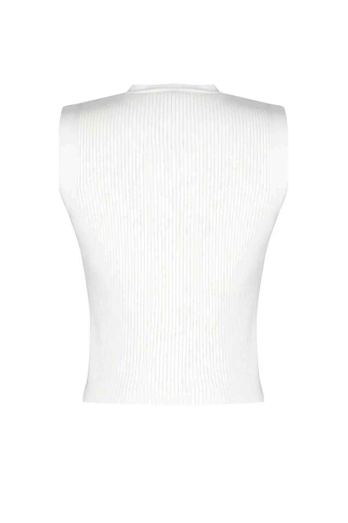 Ecru Limited Edition Crop Top Knitwear Blouse, Ecru, large image number 6