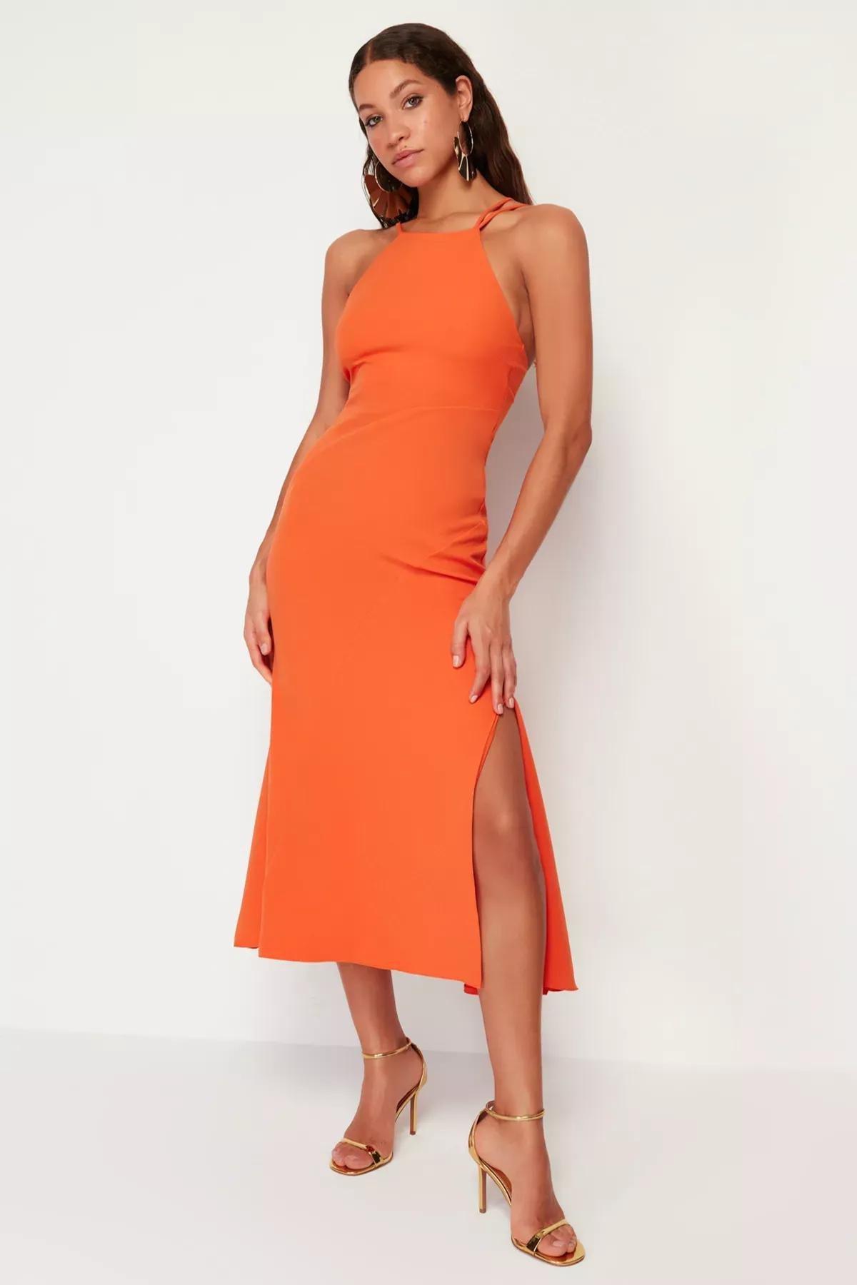 Orange Tie Back Dress, , large image number 0