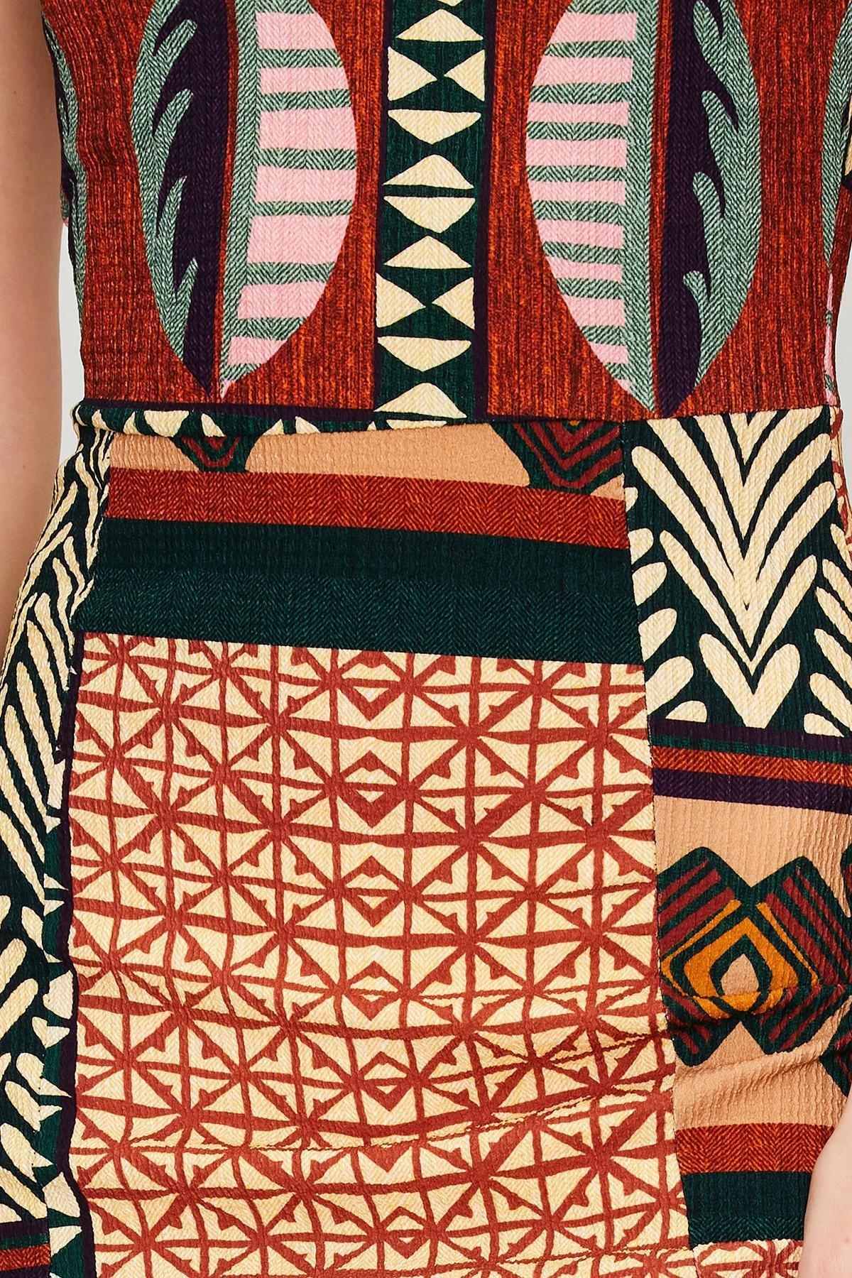 Multicolour Printed Midi Strap Midi Dress, , large image number 4