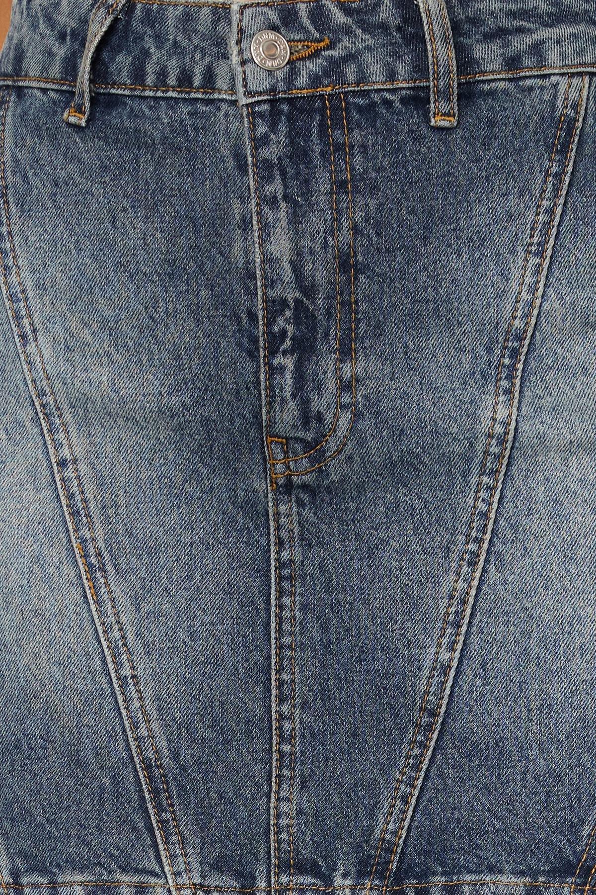 Blue High Waist Mini Denim Skirt, , large image number 4