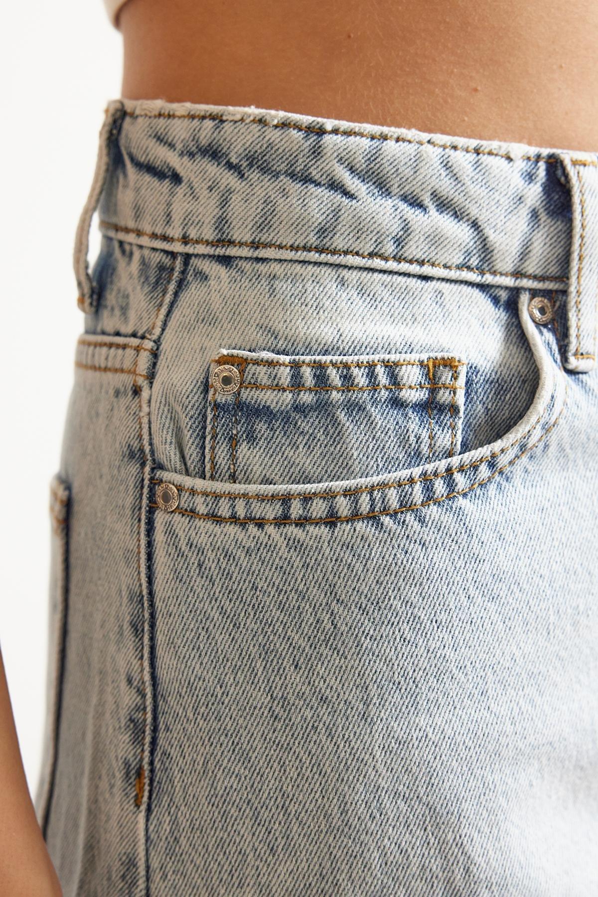 Blue High Waist Barrel Jeans, , large image number 3