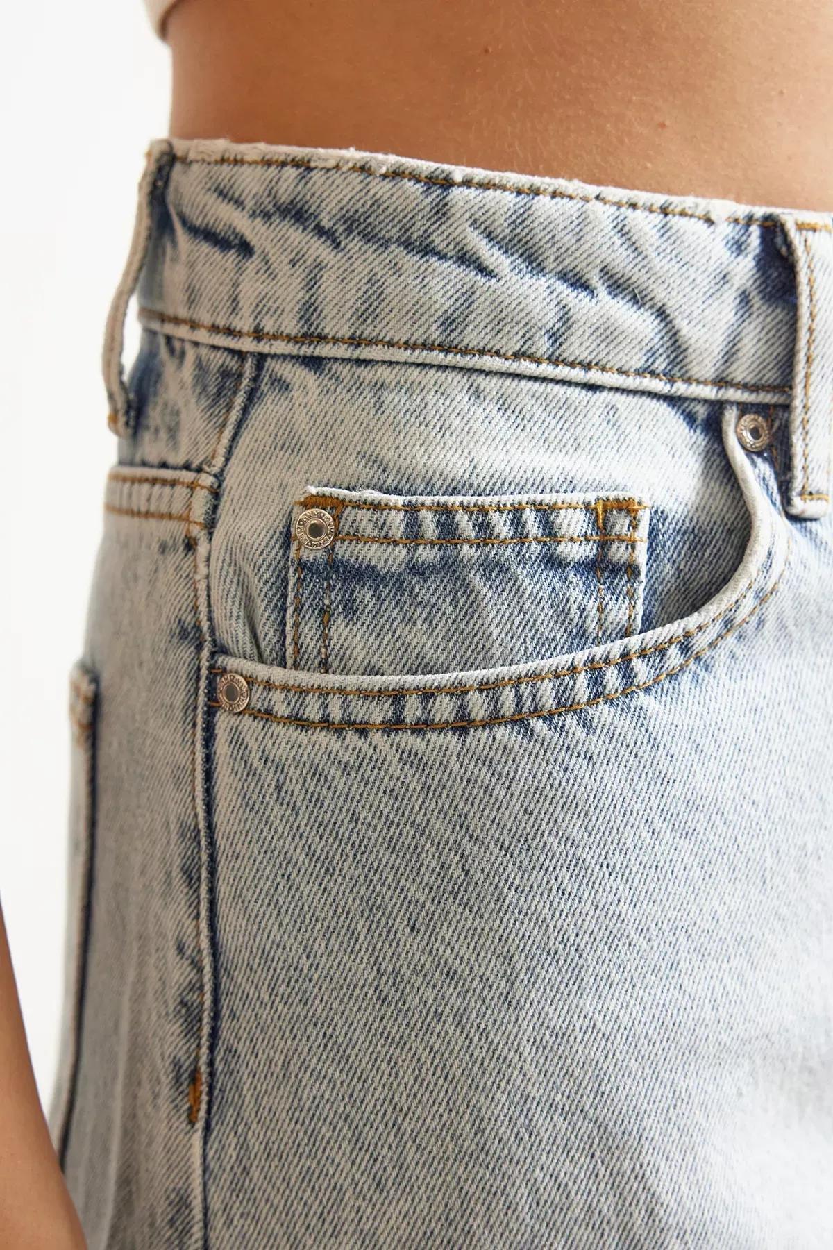 Blue High Waist Barrel Jeans, , large image number 3