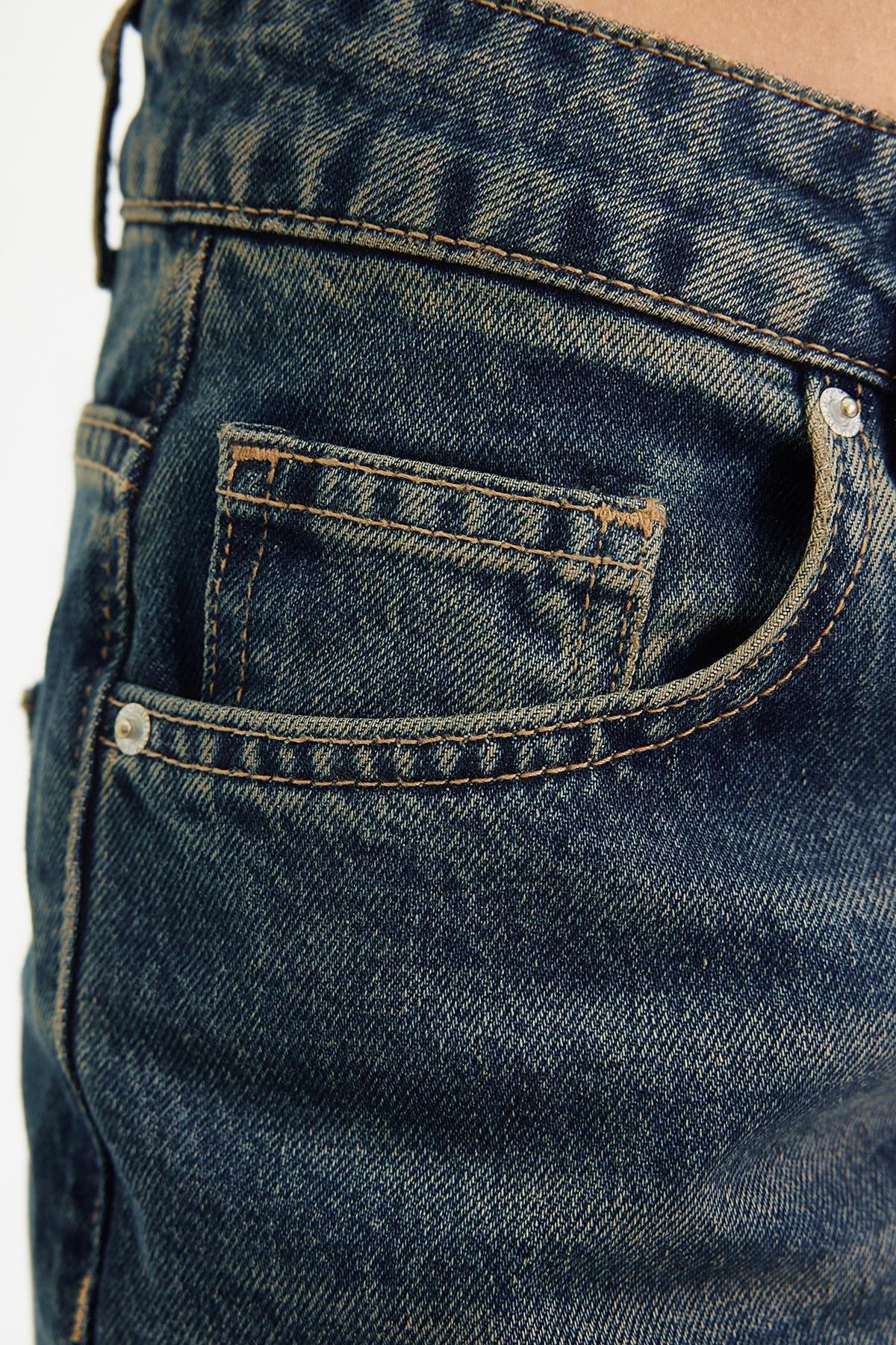 Blue Low Waist Straight Jeans, , large image number 4