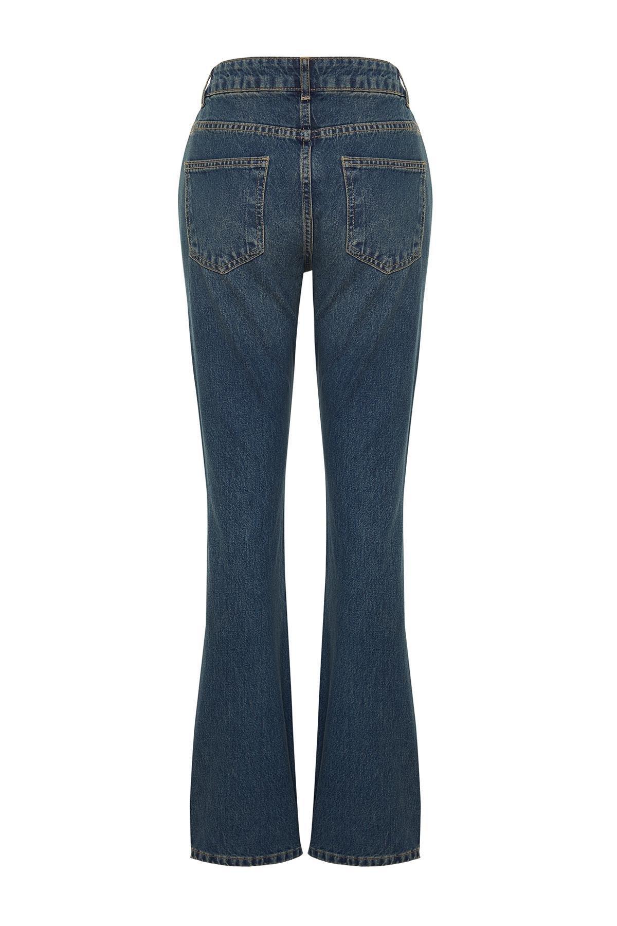 Blue Low Waist Straight Jeans, , large image number 6