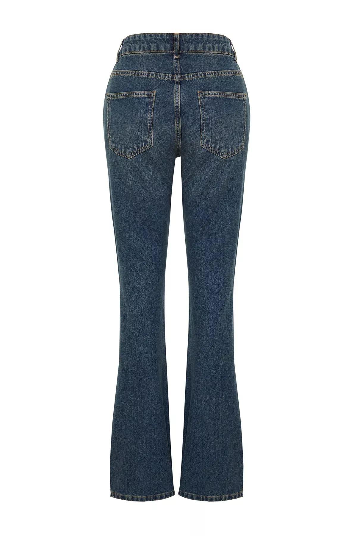 Blue Low Waist Straight Jeans, , large image number 7